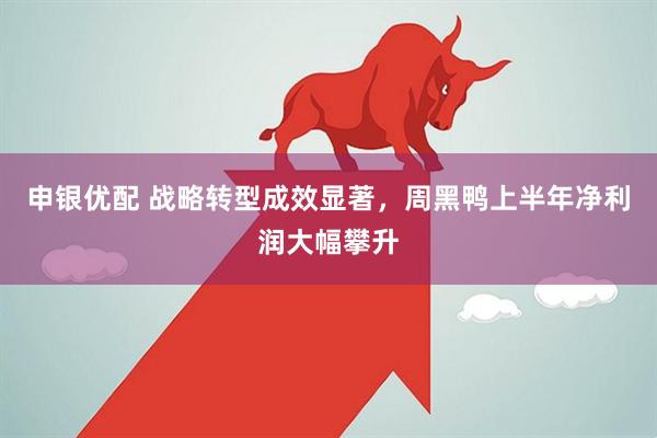 申银优配 战略转型成效显著，周黑鸭上半年净利润大幅攀升